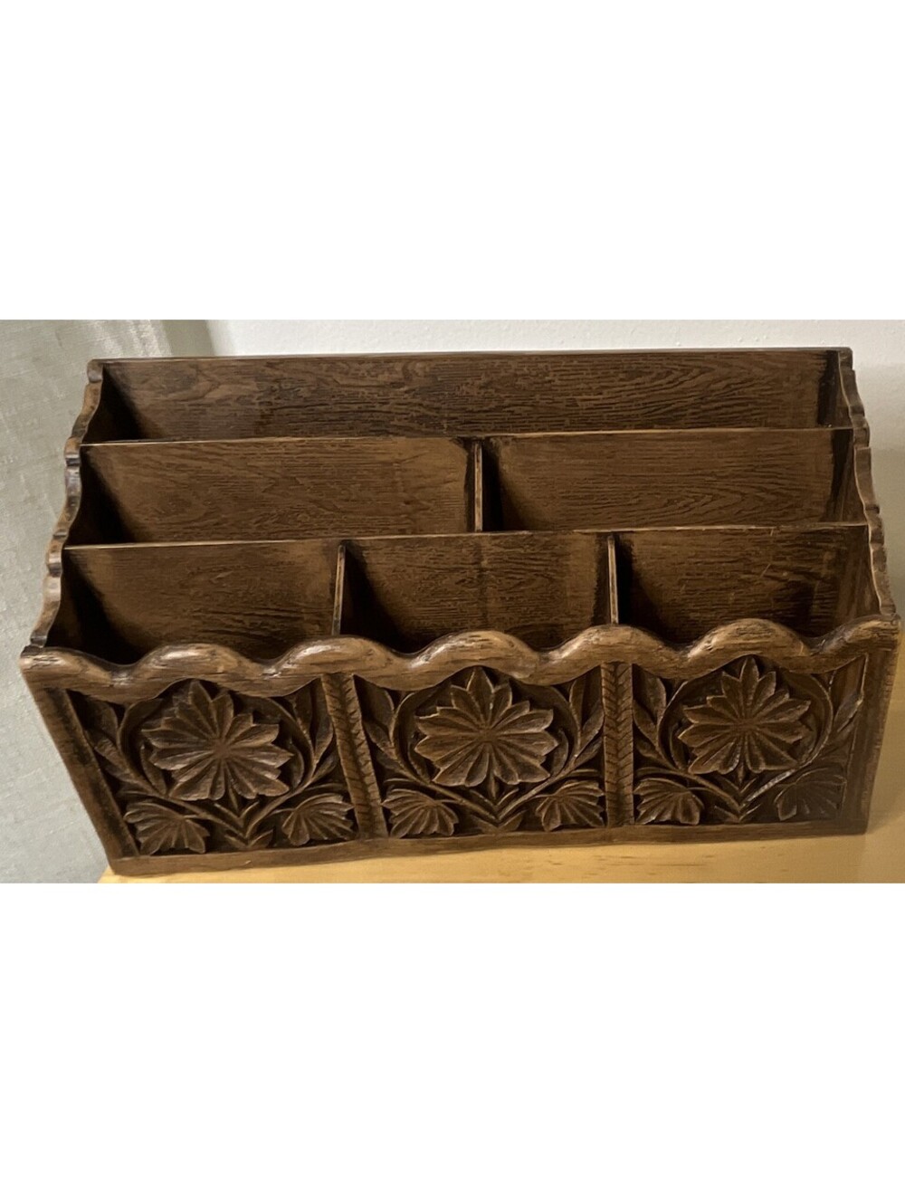 Vintage Mail/Desk Organizer, Freestanding Learner New York. Boho Style Faux Wood